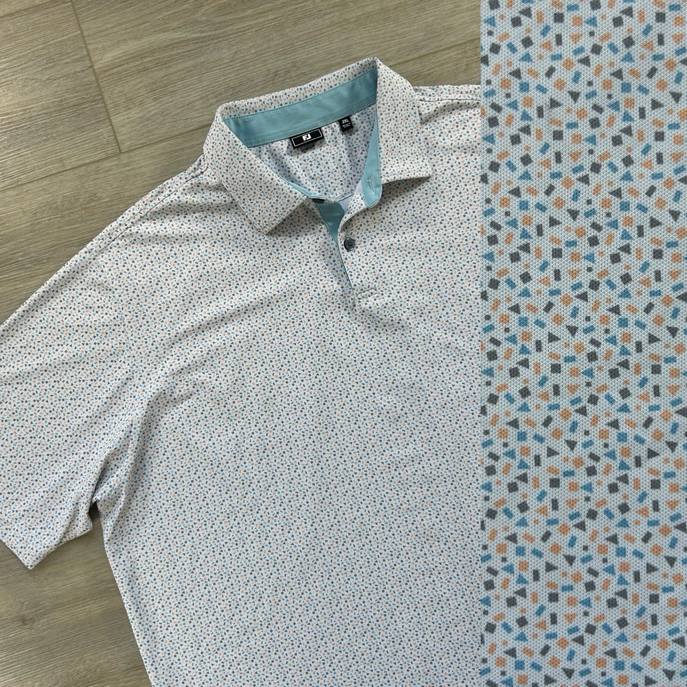 FootJoy Mens 2XL XXL White Confetting AOP Eagle Mountain Golf Performance Logo